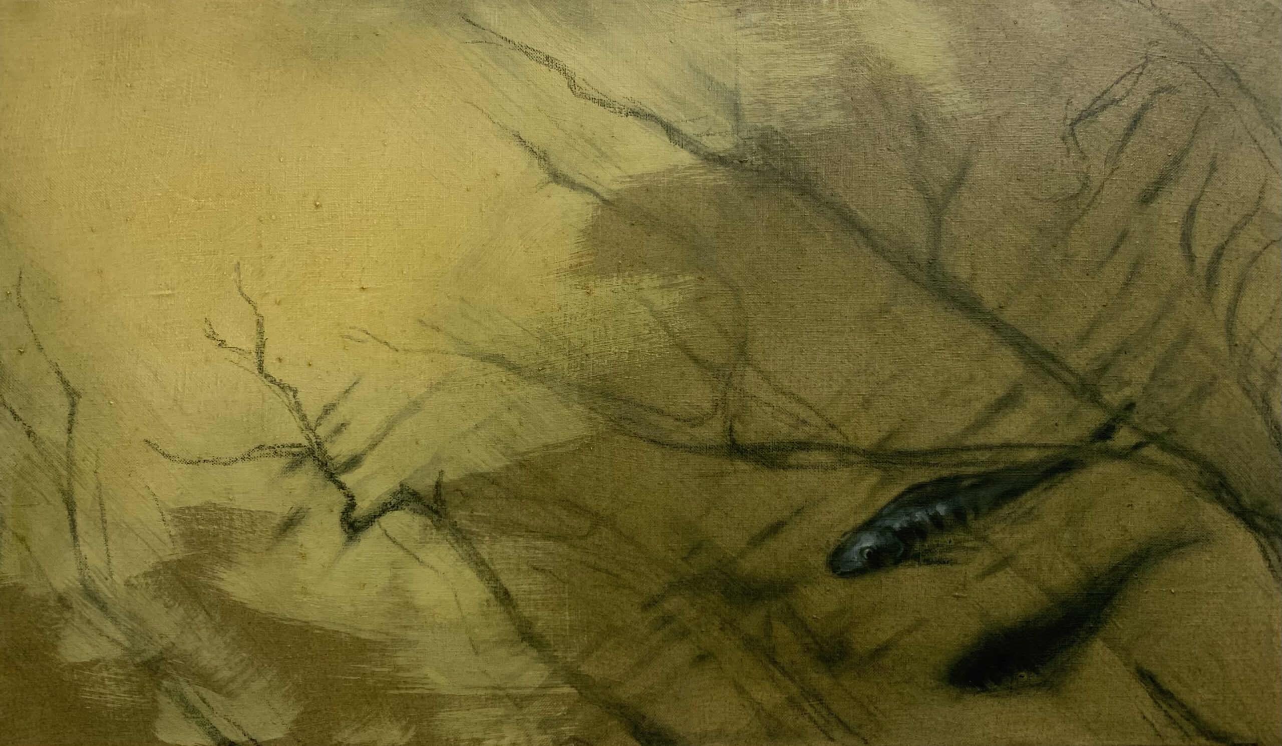 Lakebed (poliptyk), olej na płótnie, 30x60cm (x4), 2026Lakebed, oil on canvas, 30x60 cm, 2026