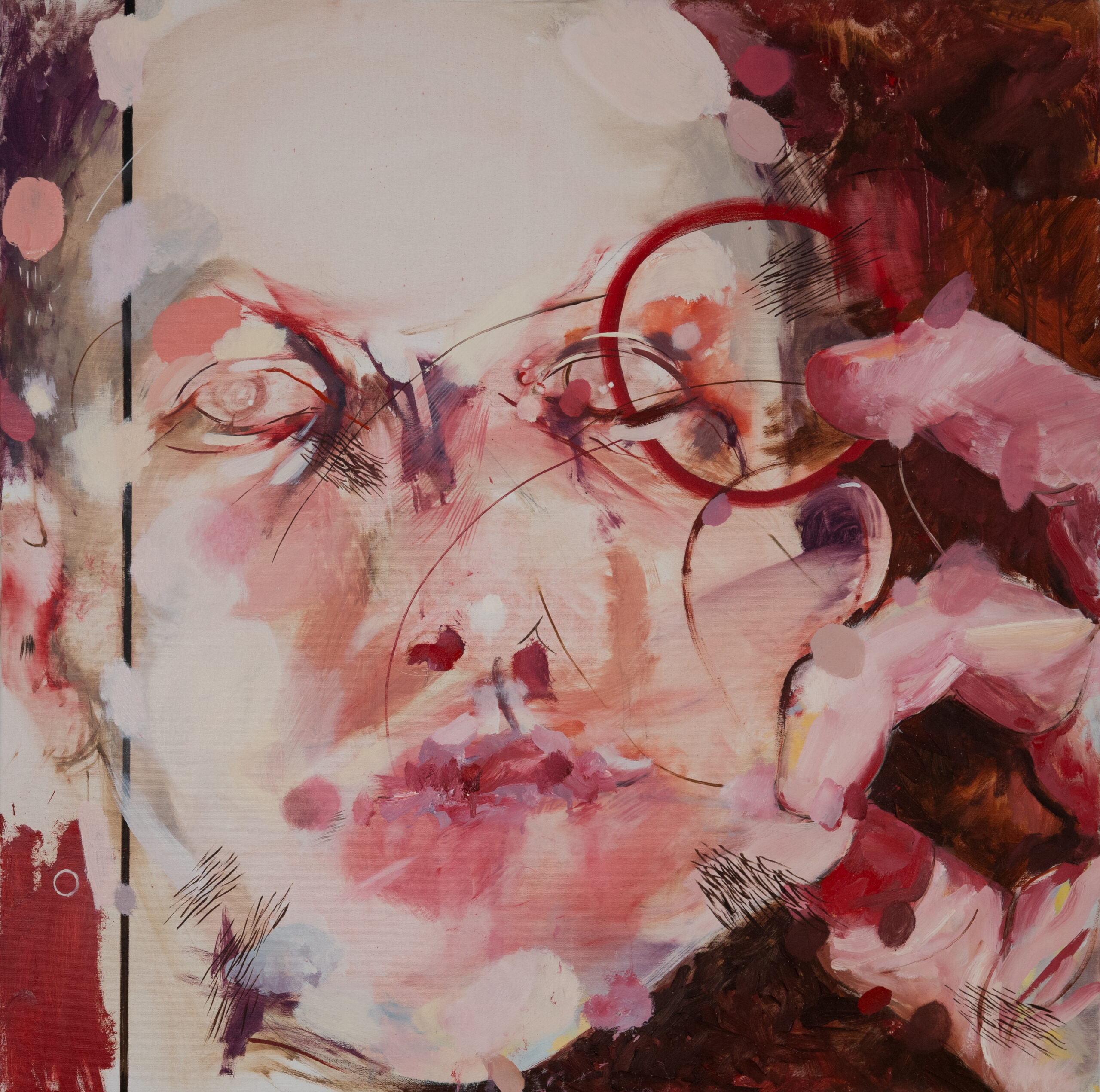 Przed śmiercią zabiorę sobie część siebie/Before death, I will take a part of myself,
olej na płótnie, 120x120 cm, 2024