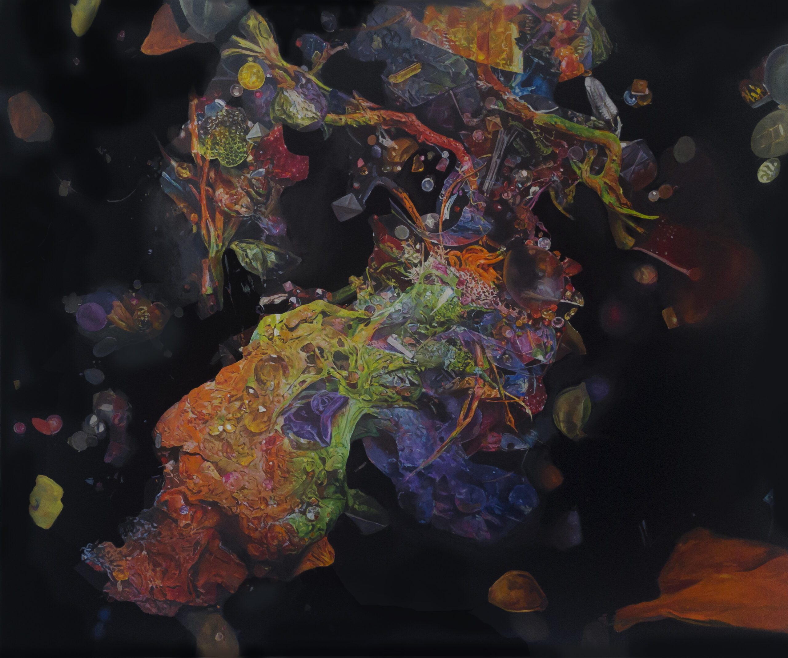 NANO 8. Samozjadające, akryl, olej, płótno, 150×180 cm, 2023Nano Self-Eating (8), Acrylic, Oil, Canvas, 150×180 cm, 2023
