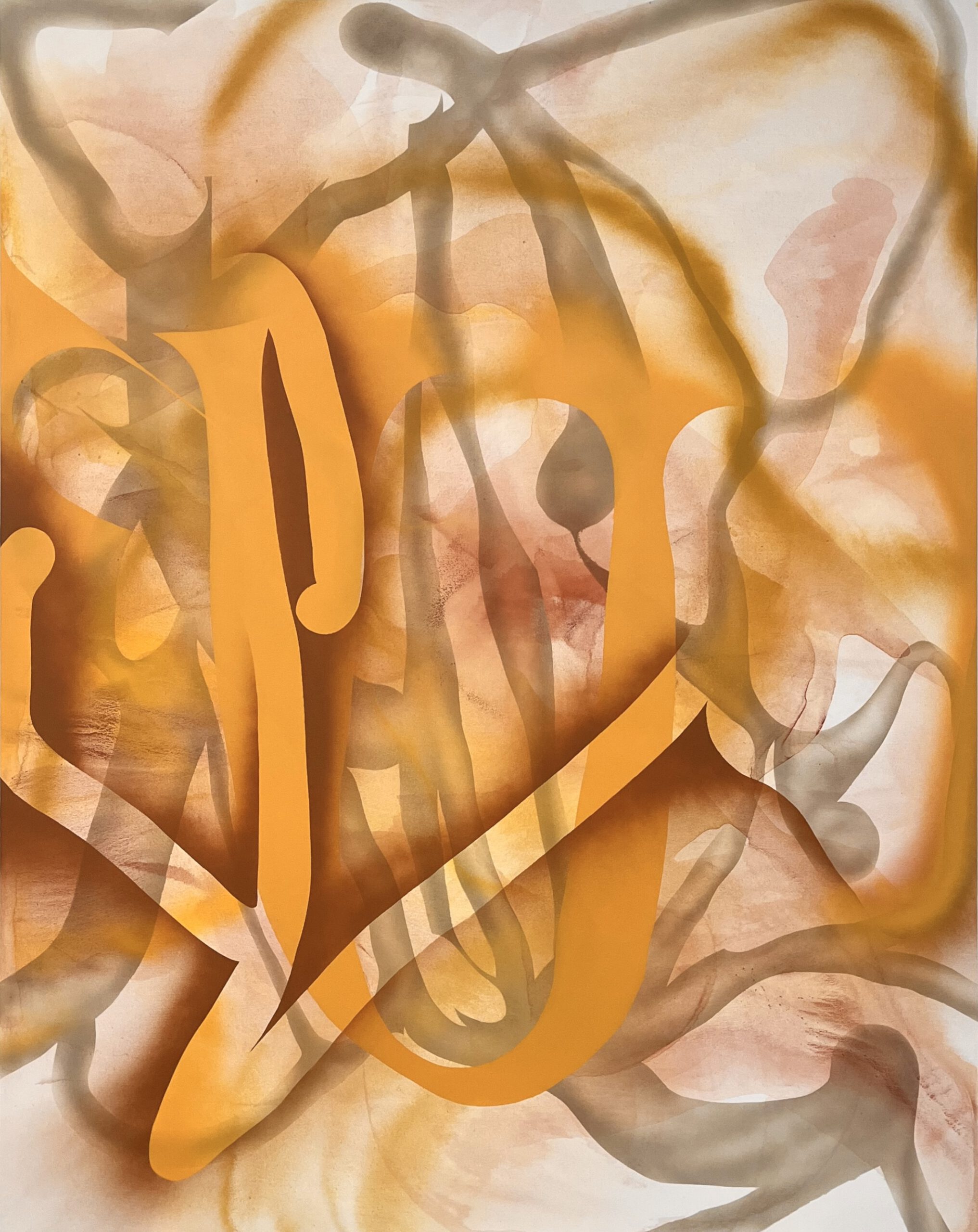 Dla P. (15.04.2025), akryl i spray na płótnie, 190x150 cm, 2025