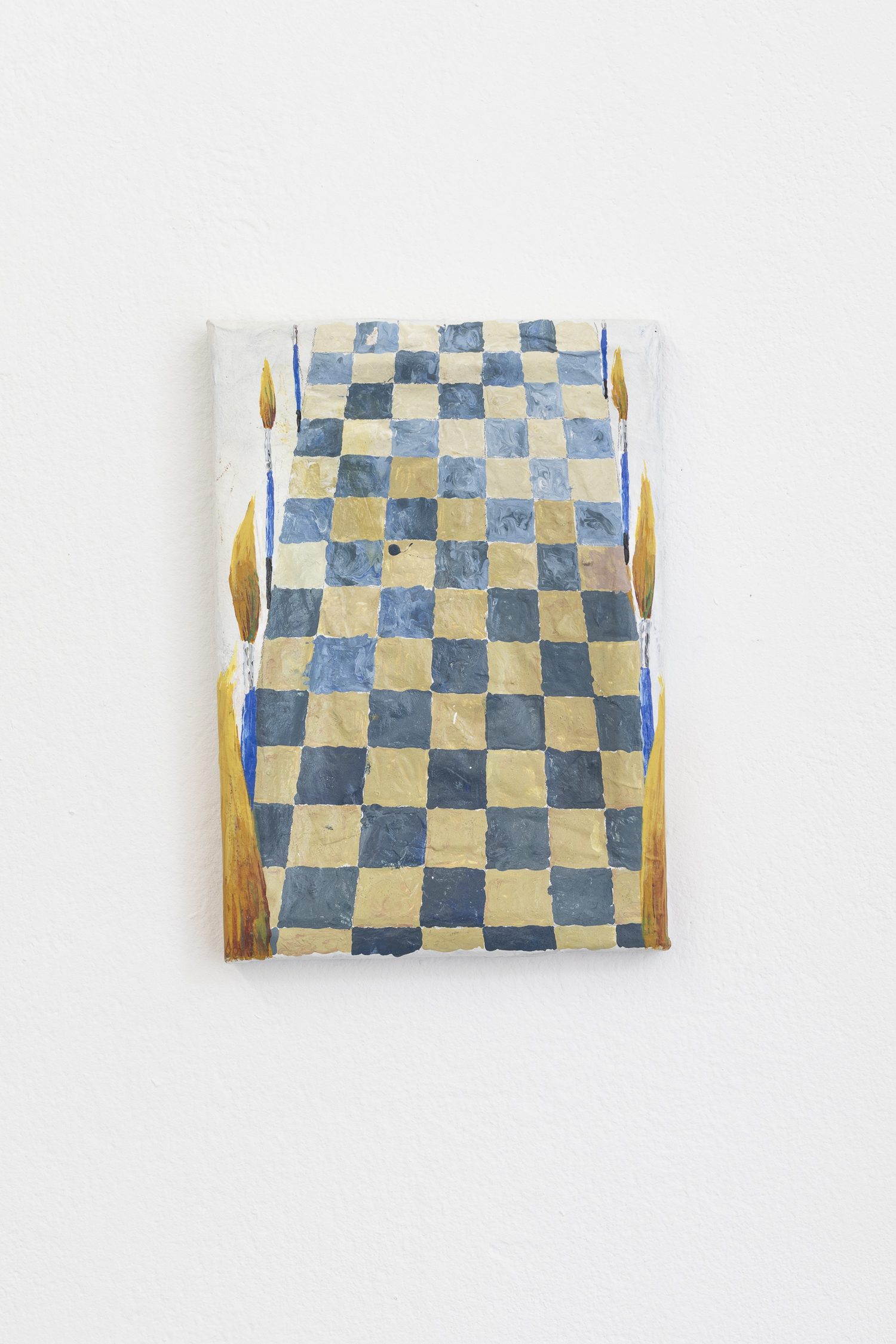 Ścieżka, akryl, gwasz na podłożu z papieru i kleju do tapet, 17x12 cm, 2024Path, acrylic, gouache on paper and wallpaper paste, 17x12 cm, 2024