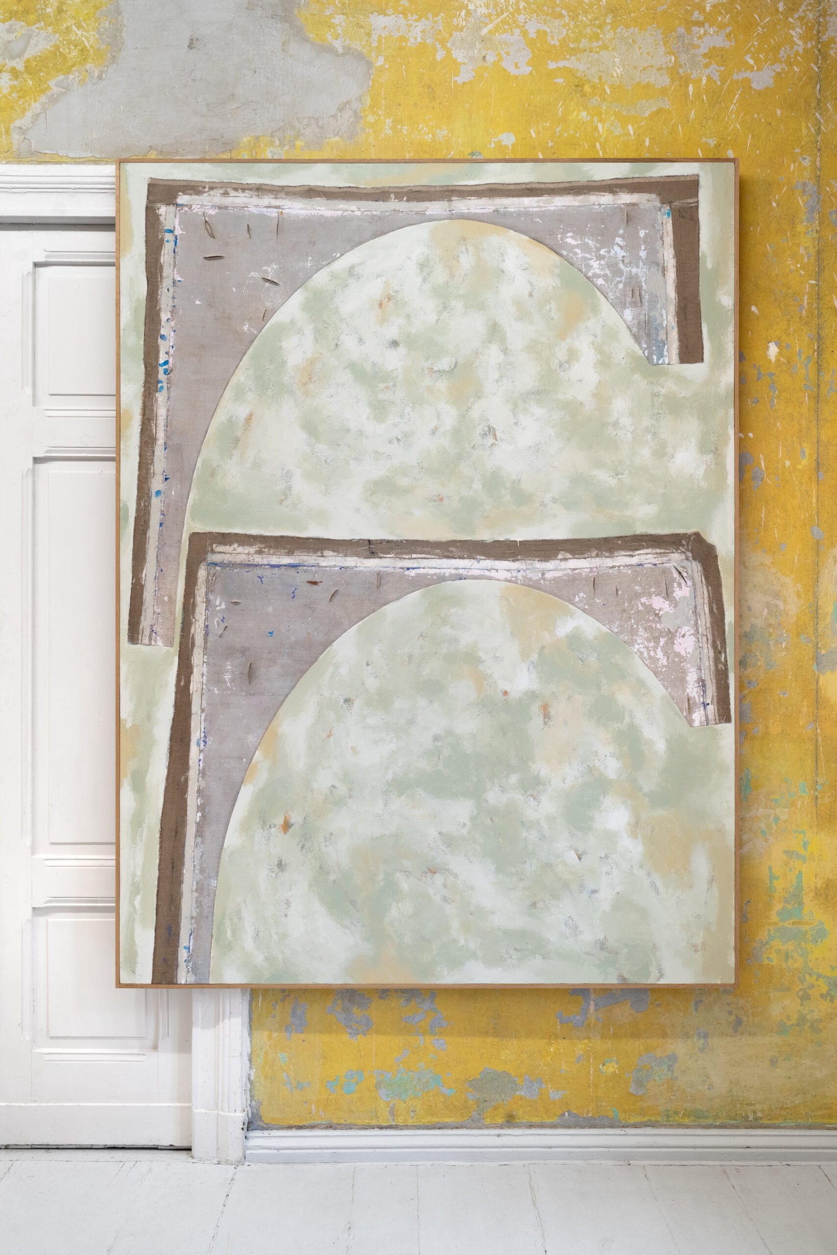 Most biały, emalia, płótno, 200x150 cm, 2025